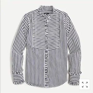 NWT J. crew ruffle trim tuxedo striped shirt XS